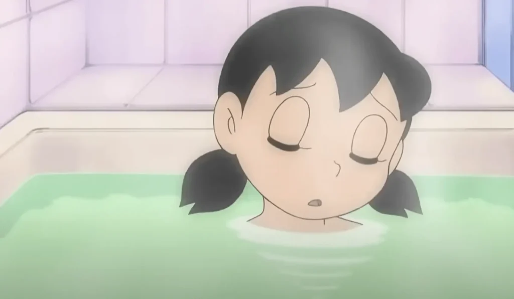 Download Doraemon X APK 1.3c Latest Android Version 2026 7 Shizuka is relaxing in a bathtub with hot water